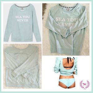 Victoria’s Secret PINK Sea You Never Open Back Pull Oversized Crew Sweatshirt